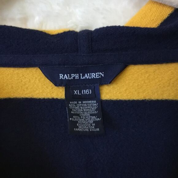 Ralph Lauren Girl Yellow Striped Long Hoodie Shirt - Picture 3 of 10
